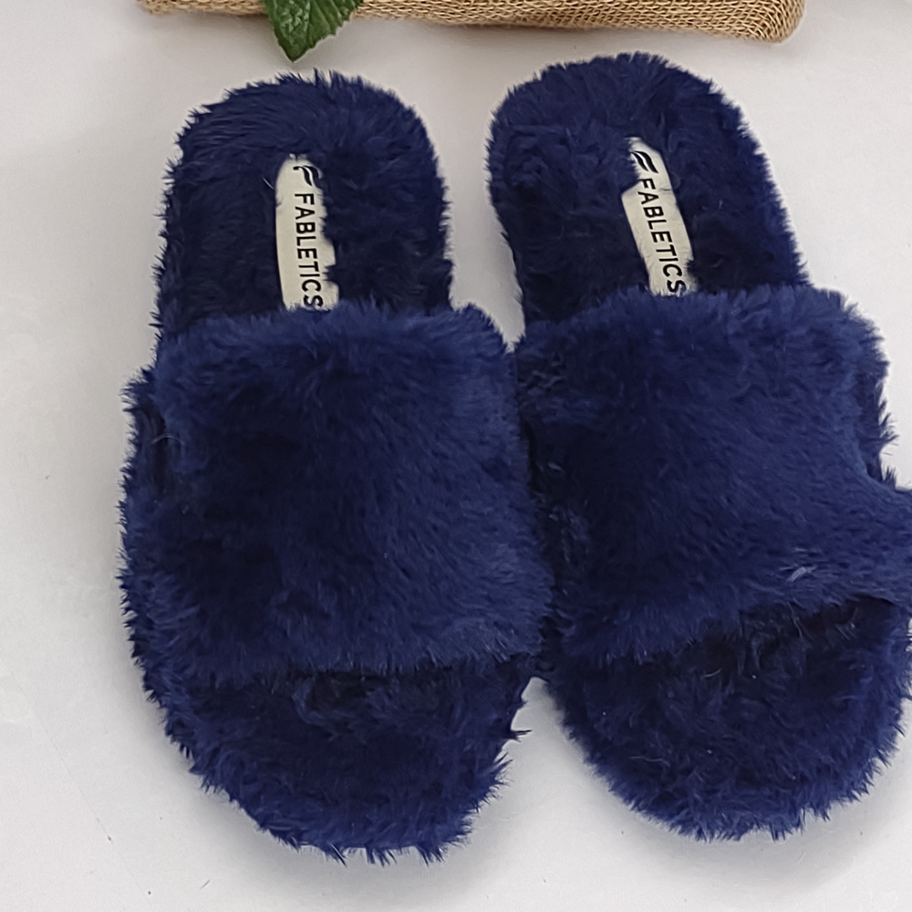 Fabletics Fuzzy Navy Blue Slippers